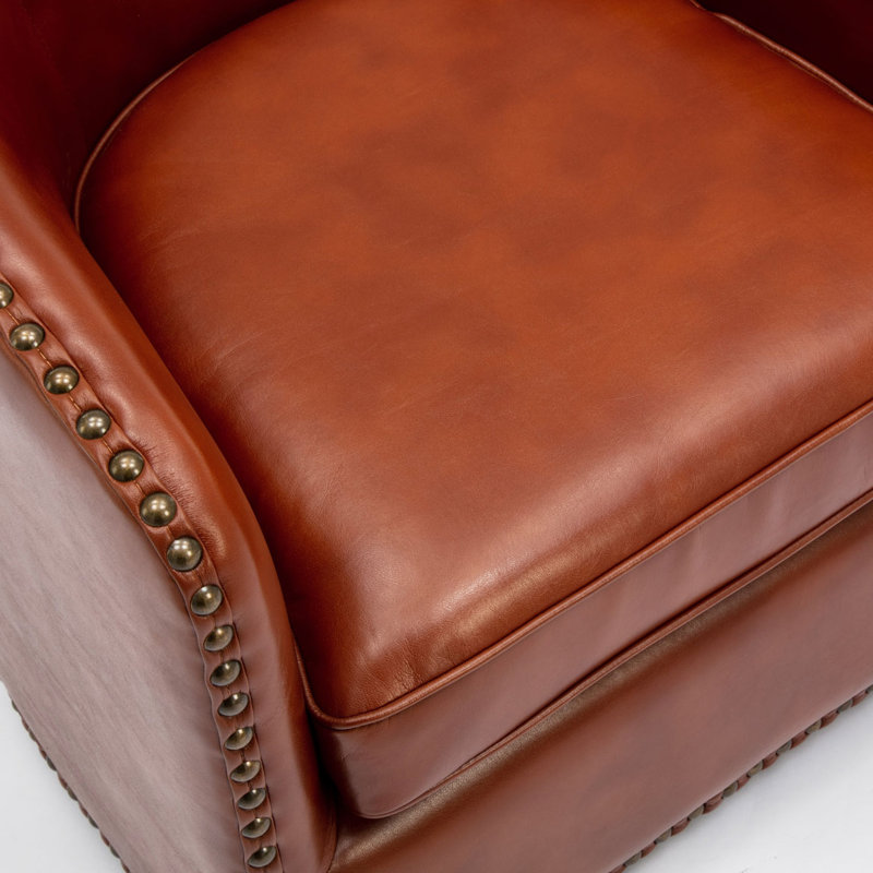 Fauteuil demi-tonneau pivotant de 28,5 po Gatwick, Similicuir caramel