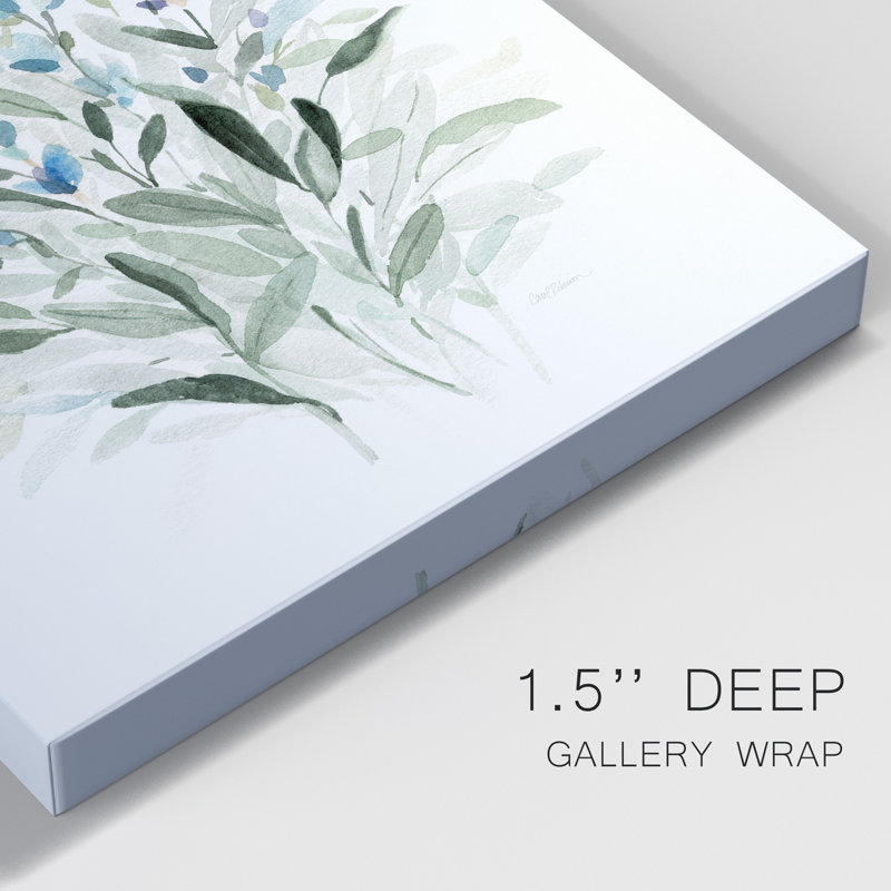 Delicate Blue Botanical I - peinture sur toile tendue, H 12 po x l 8 po x P 1 po
