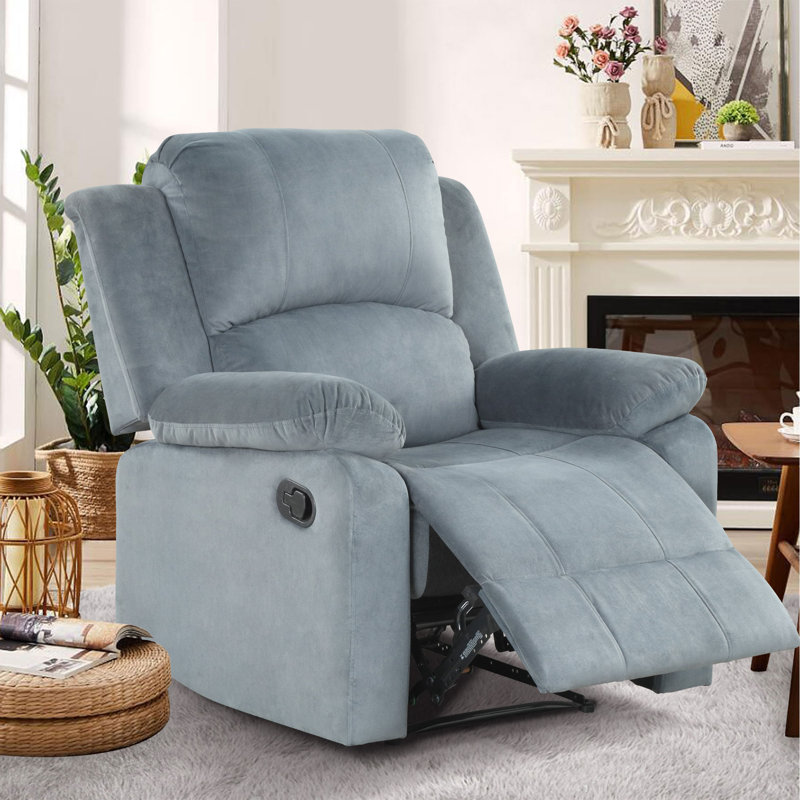 Fauteuil inclinable manuel rembourré en microfibre Nikodemos, Gris