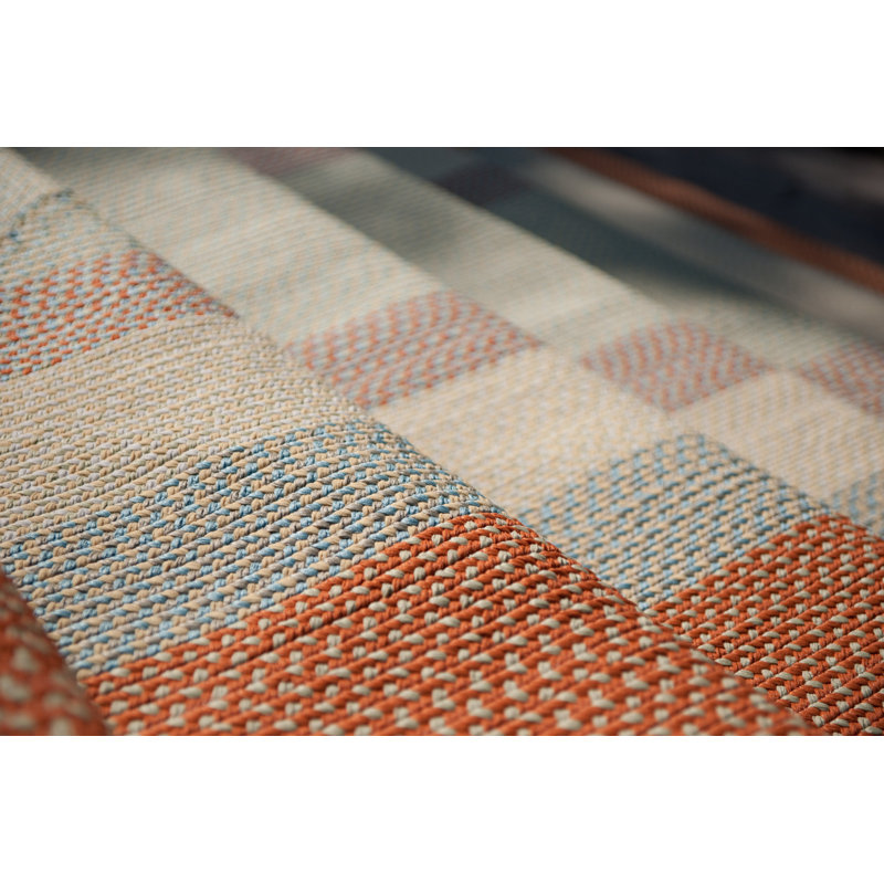 Tapis vert tressé Marathovounos, Tapis de couloir 2 pi x 10 pi, Orange / bleu / blanc