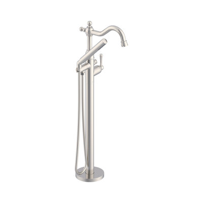 Gerber Traditional 1-handle Freestanding Floor Mount Tub Filler Trim Kit With 1.75 Gpm Showerstick Hand Sho In Brushed Nickel