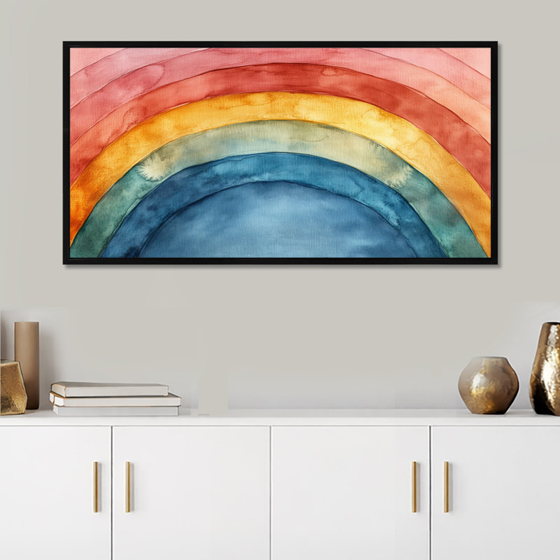 «Blue Pink Rainbow After a Stormy Night», reproduction d'art sur toile colorée, art mural dramatique, 20" H x 40" W