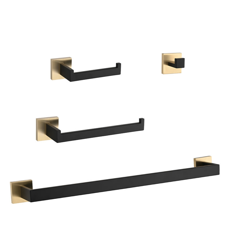 Bathroom 4 Hardware - Modern Touch With Hidden Fixings. Stainless Steel, Resists Corrosion & Rust. Scratch- Durability. Practicality. Gold + Matte Black Elegance. Quick Installation Directions Style