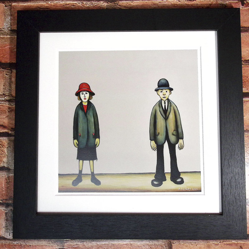 Lowry Style - Framed Print of A Couple - 12" Square Black Ash Frame