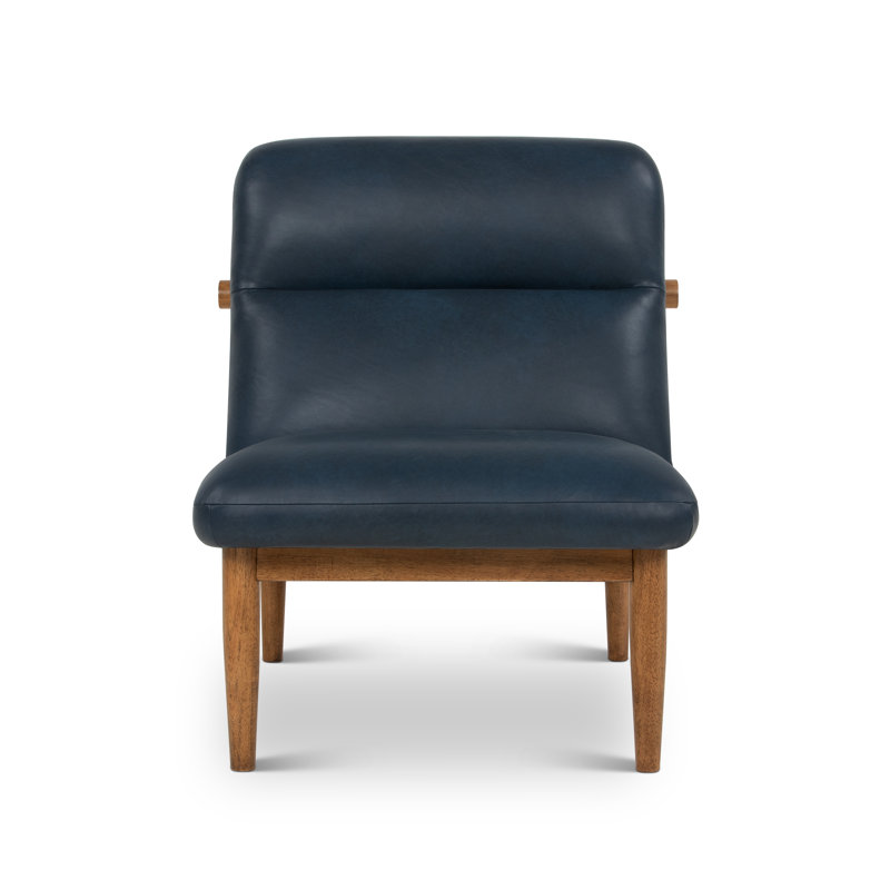 Hudson Leather Accent Chair, Oxford Blue Genuine Leather