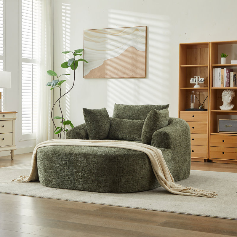 Upholstered Chaise Lounge, Green