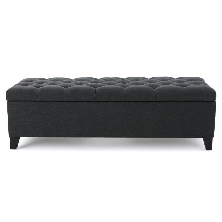 Amalfi Upholstered Storage Bench in Dark Grey