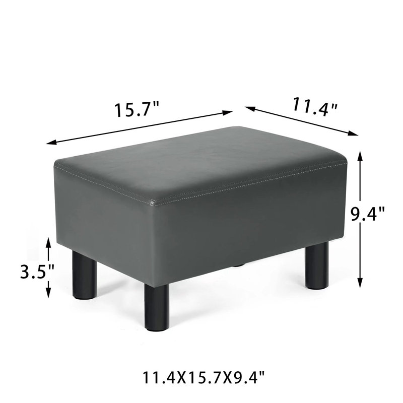 Sciacca Faux Leather Ottoman, Gray
