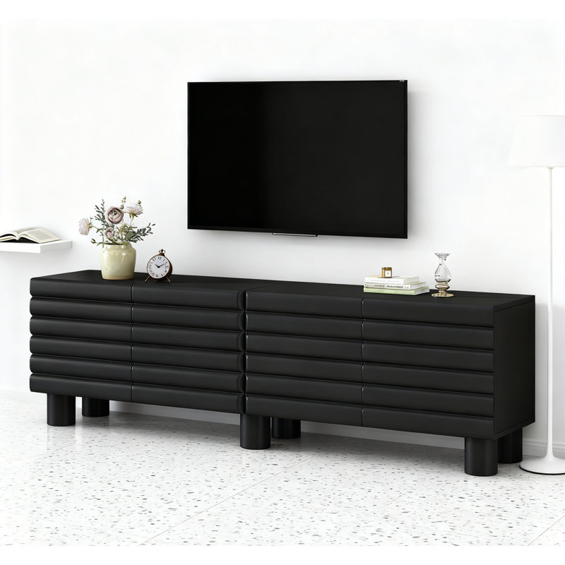 Élégant meuble télé avec porte réglable, Noir