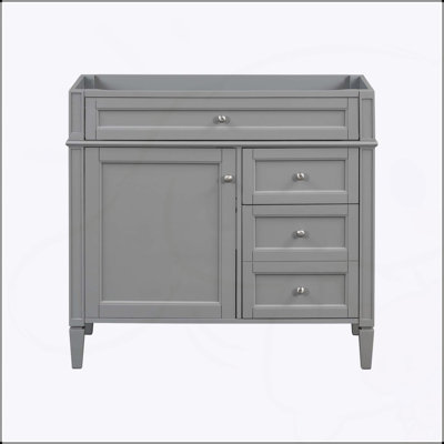 36'' Modern Bathroom Vanity with 2 Drawers and Tip-out Drawer, Solid Wood Frame for Efficient Storage