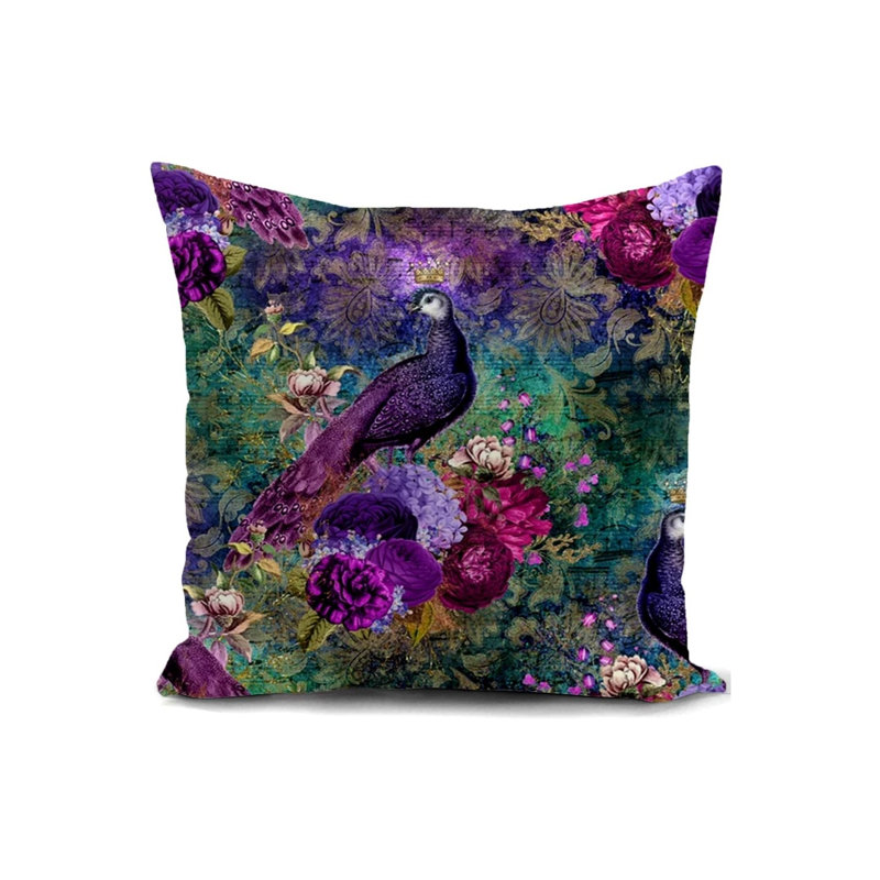 Indoor / Outdoor Cushion, Multicolor Peacock