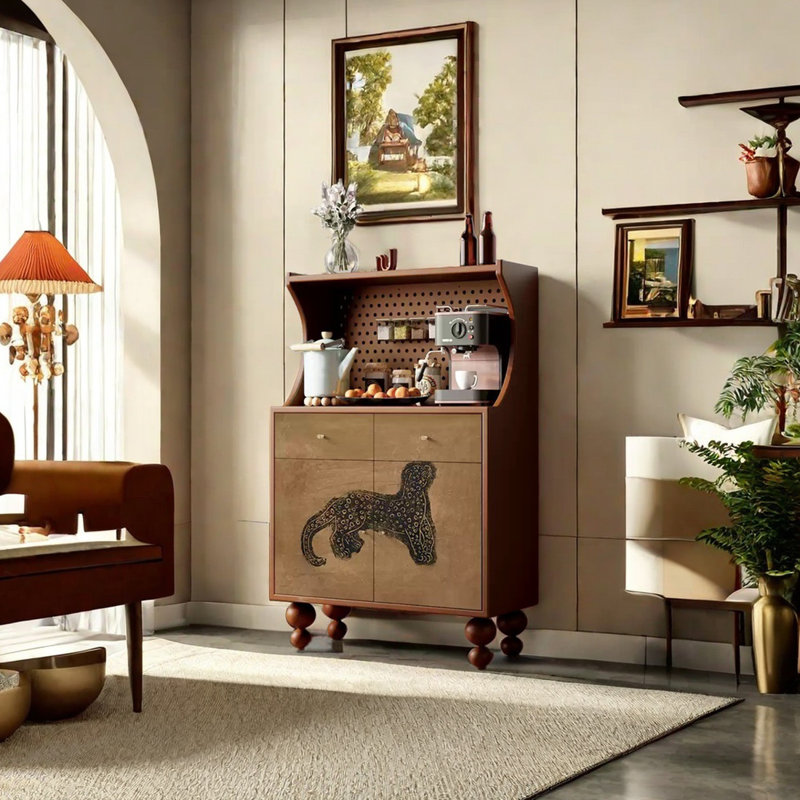 Large capacity multi-functional accent cabinet, Nut-Brown