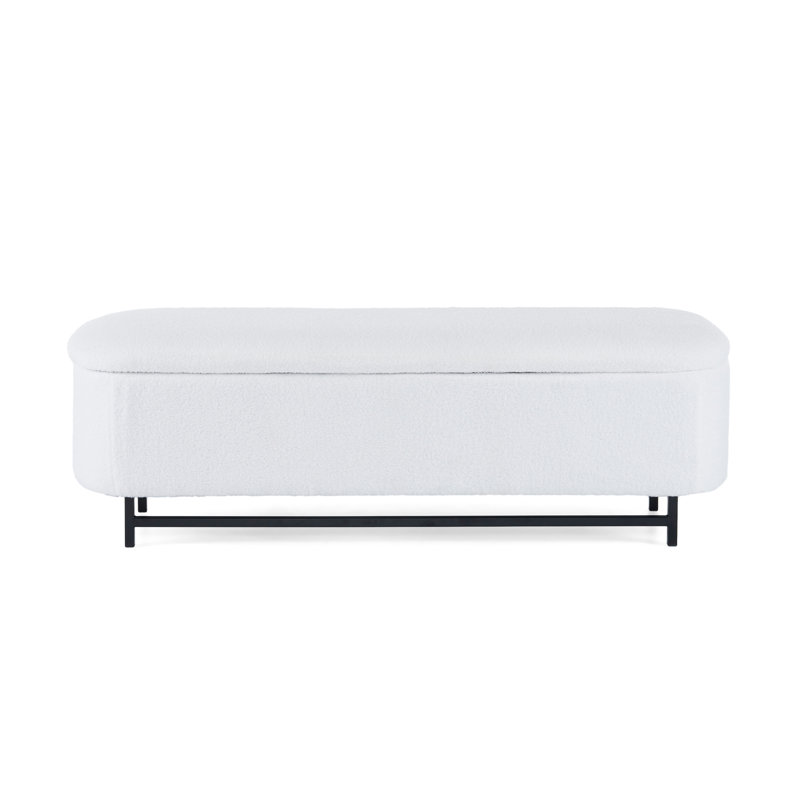Elegant Ottoman with Spacious Storage Function, White