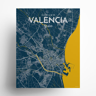 Valencia, carte de la ville, impression