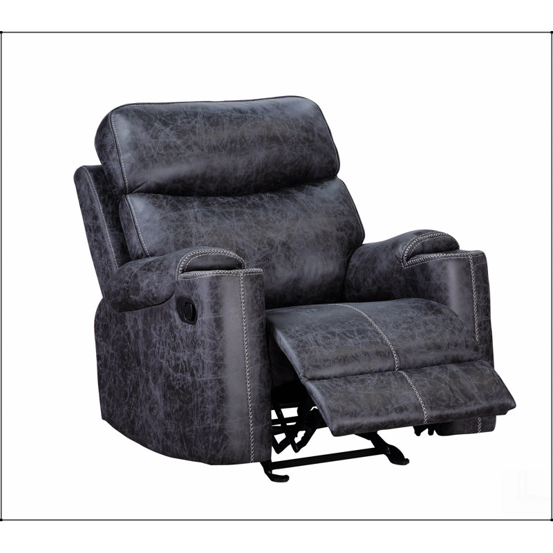 Hirah Dark Gray Microfiber Manual Recliner Chair with Cupholder Function