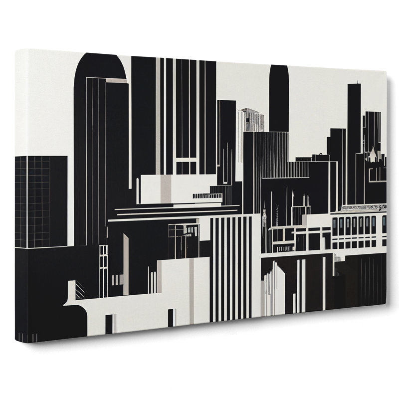 Deco City Skyline - Wrapped Canvas, 40cm H x 60cm W x 3cm D