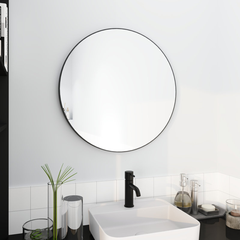 Miroir mural Dustyn, Rond, 24 po x 24 po, Noir