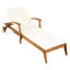 Chaise longue en bois avec roulettes et coussin crème amovible, 4 positions, résistante aux intempéries, pour patio de jardin