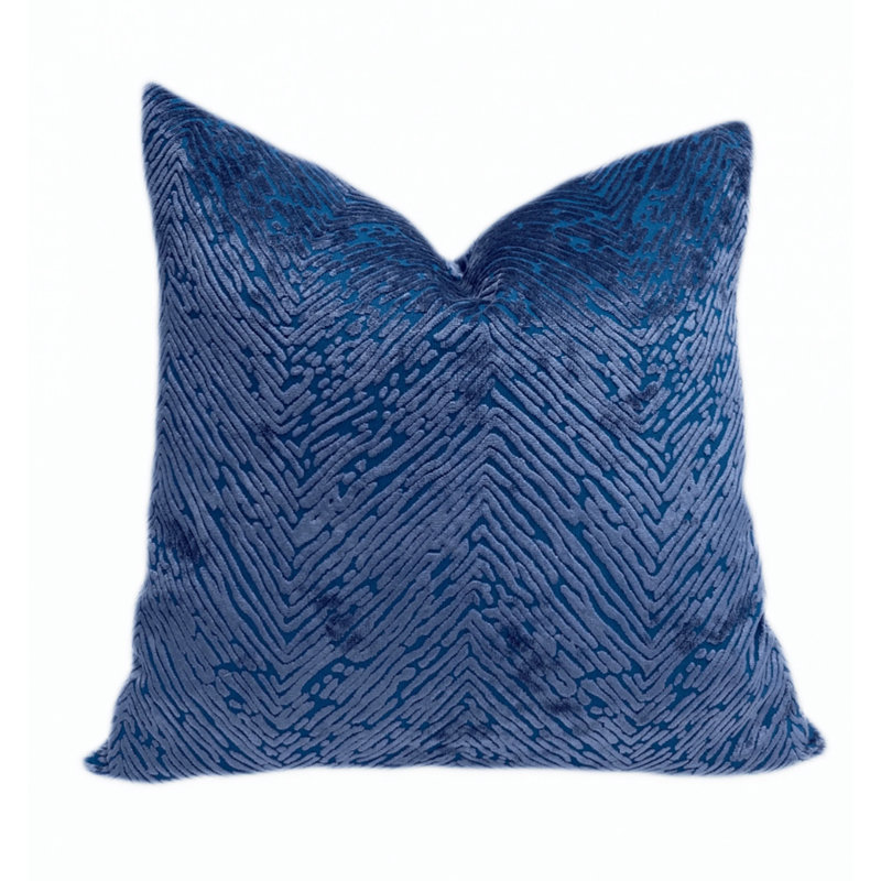 Velvet Animal Print Throw Pillow Cover, 20"H x 20"W, Blue