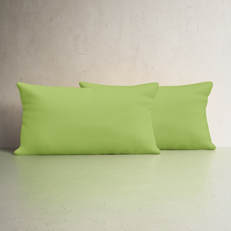 Almeda Outdoor Reversible Throw Pillow, 12" x 24", Fresco Apple Green