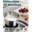 Casserole en acier inoxydable de 1 pte avec couvercle Cook N Home, pot à lait compatible avec induction, poignée en silicone Stay-Cool, batterie de cuisine polie miroir 18/10, va au lave-vaisselle et au four, argent-15791130