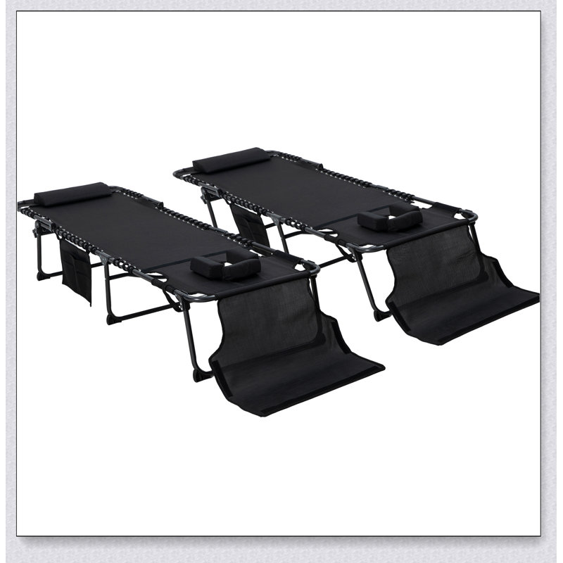 Chaise longue 2 pièces pliante avec dossier inclinable à 5 niveaux Outsunny