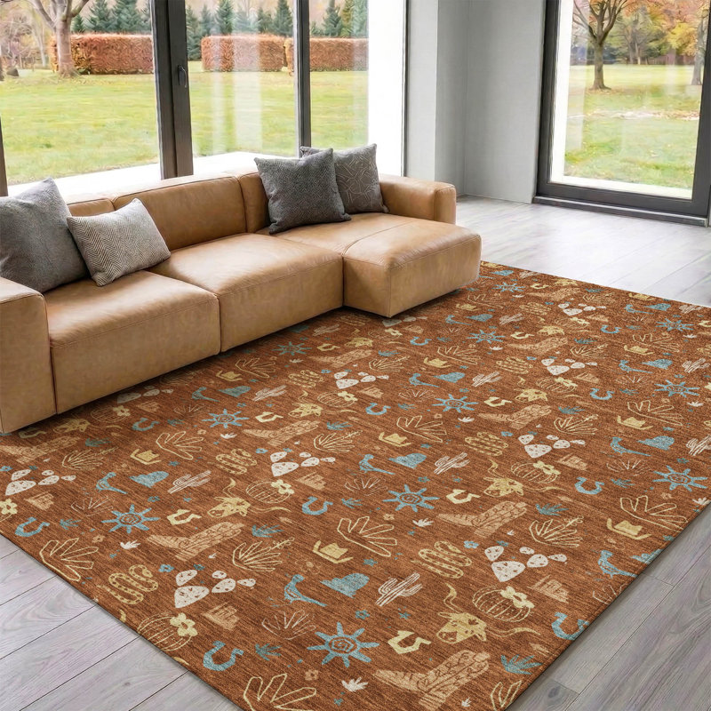 Tapis de qualité supérieure lavable à la machine Villers, Paprika, 5 pi x 7 pi 6 po