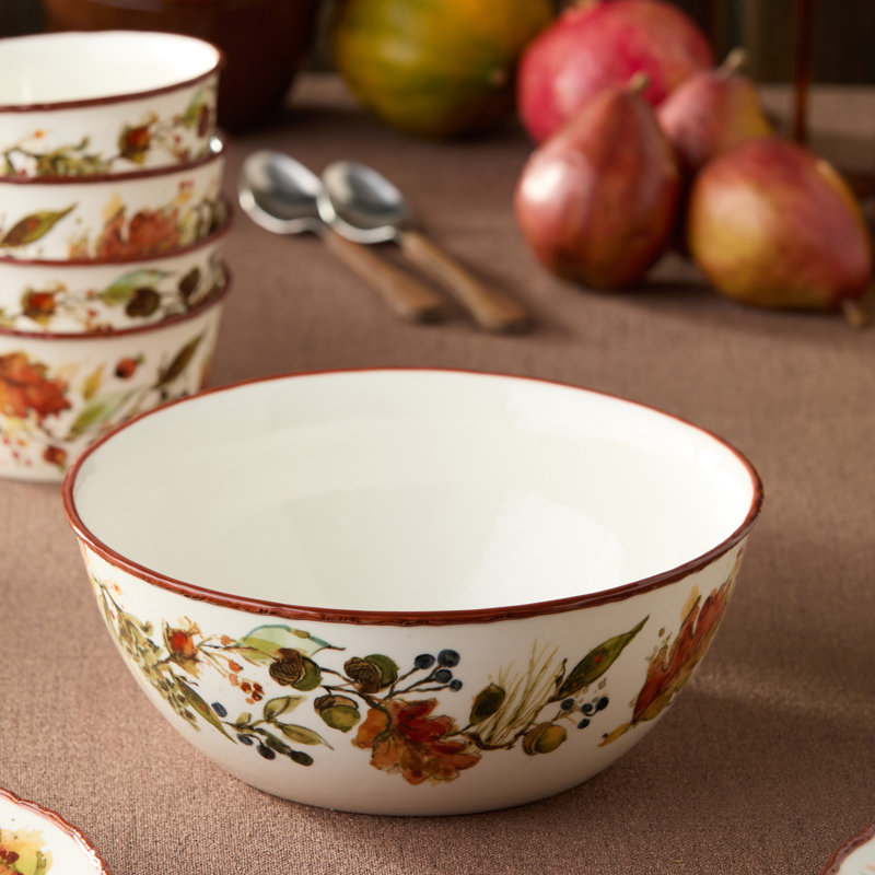 Autumn Meadows Deep Bowl - Une pièce maîtresse en grès de 10 pouces et de 100 onces, ornée de techniques botaniques de récolte, convenant à des exposés dramatiques et à de généreuses portions familiales.