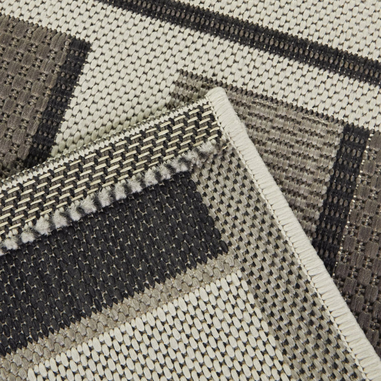 Rectangle Kamran Geometric Machine Woven Polypropylene Indoor / Outdoor Area Rug in Tan