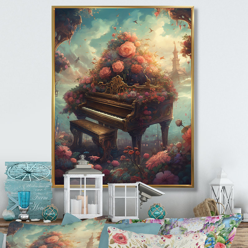 Floral Floral In Heaven I sur impression sur toile, H 32 po x l 16 po x P 1 po, Cadre flottant doré