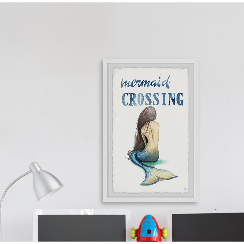 «Shirley Mermaid Crossing Back», art encadré, H 12 po x l 8 po