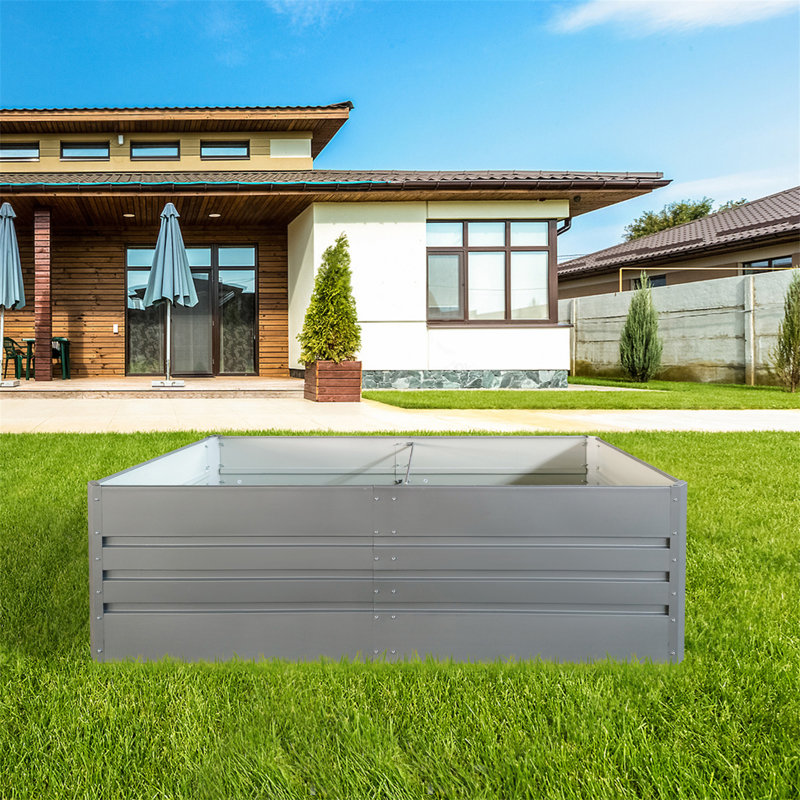 Lit de jardin en métal 6X3X2 Ft, Gris, H 22 po x l 70,8 po x P 35,4 po