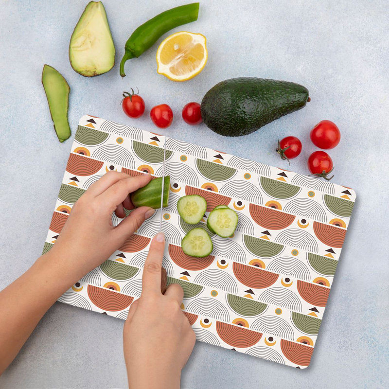 Premium Tempered Glass Cutting Board, 11.8 x 15.7 inches | Antibacterial, Easy Clean, Non-Slip Silicone Feet | 100% Durable Glass, Thickness: 0.16 inches | Ideal for Kitchen Prep, Safe & Stylish Cooking Solution