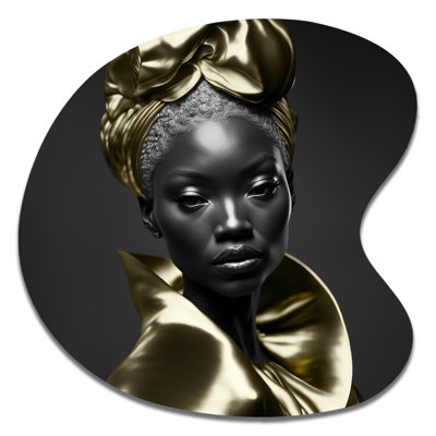 Exquisite Beauty In Black And Gold VI - Fashion Woman Drop Shape Assymterical Metal Wall Art