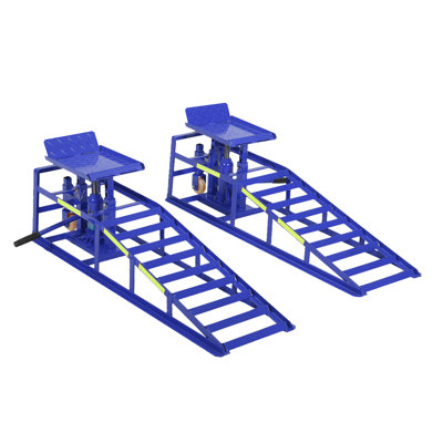 2 Pack 11,000 LBS (5 Ton) Hydraulic Car Ramps with Wheels, Adjustable 9.8"–16.21" Vehicle Ramps, Heavy-Duty Steel Auto Service Ramps