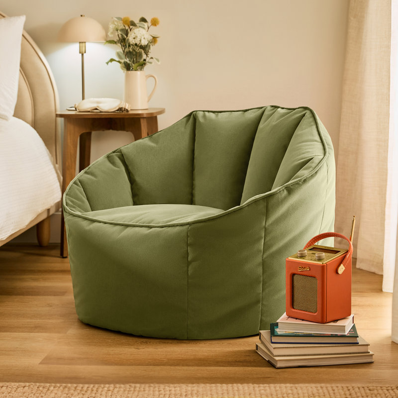 Sirena Velvet Bean Bag Chair, Olive