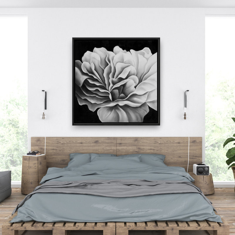 Magnifique fleur noire et blanche sur toile