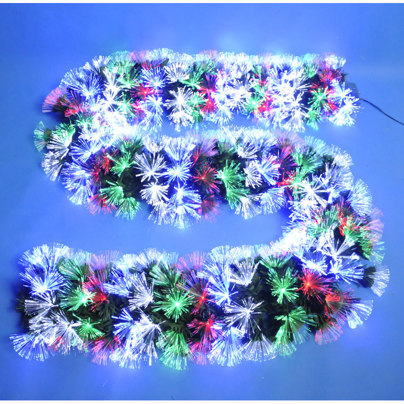 9'  Multi-Function Colour Changing Fibre Optic Artificial Pine Christmas Garland