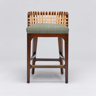 Palms Upholstered Bar Stool with Solid Wood Frame