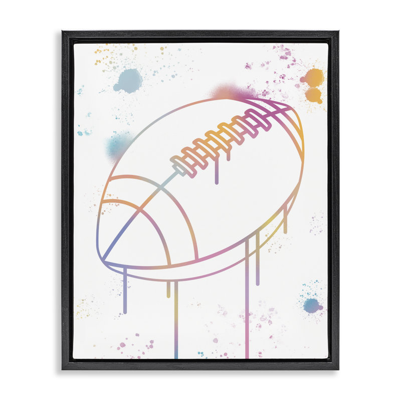 Cadre flottant Graffiti Football, par Marcus Prime, Cadre flottant noir de jais, H 21 po x l 17 po