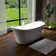 Symmetrical Curved Freestanding Bathtub 69" Matte White Resin Stone Soaking Tub With Backrest And Easy Access Design For Ultimate Comfort