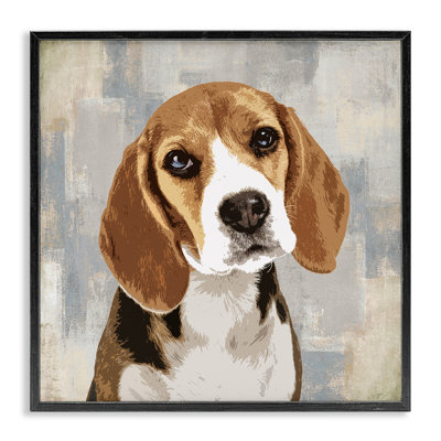 Chien beagle qui attend patiemment une toile de fond abstraite, collage pour animaux Keri Rodgers