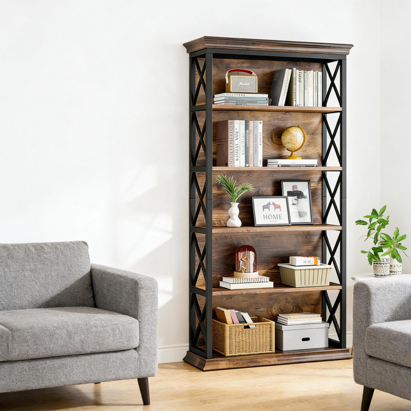 Bibliothèques spacieuses et modernes, métal et bois, rangement pour la maison et le bureau