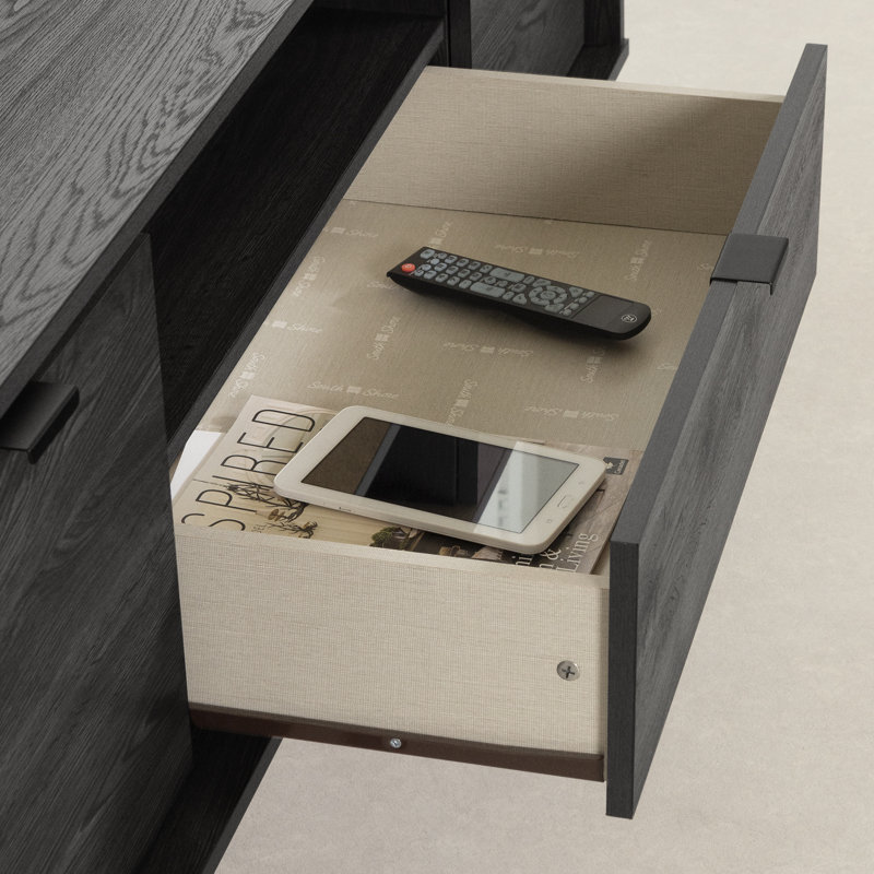 Gray Oak 75" TV Stand with Cabinet and Storage Shelves