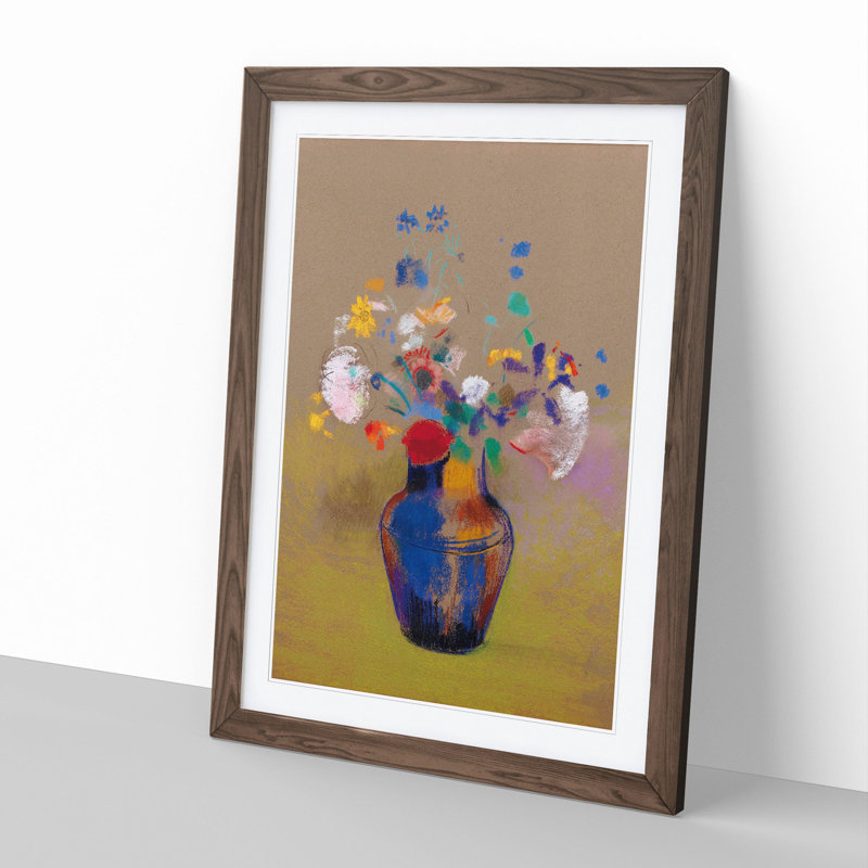 Flowers in a Vase by Odilon Redon - Picture Frame Painting, 48cm H x 36cm W x 2cm D, Walnut Framed
