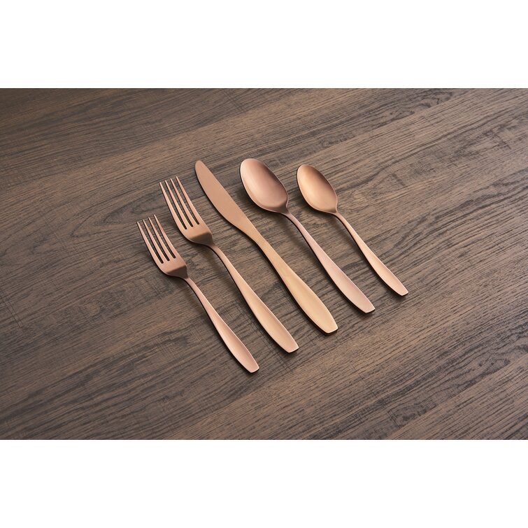 Styled Settings Copper Knife Set with Sharpening Block, Bronze