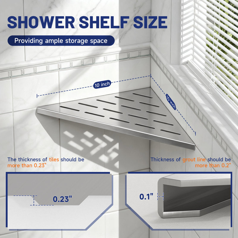 10 In. W X 10 In. H X 0.5 In. D Decorative Wall Shelf Corner Shelf Stainless Steel Triangle Shelf In Brushed Nickel(2 Pack)