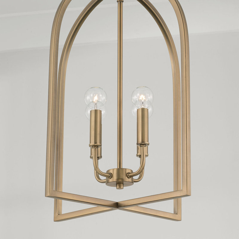Luminaire suspendu en forme de dôme à 4 lumières Kryno, Or