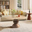 Table basse ronde de 107 cm (42 pouces) pour salon, avec piètement en noyer rouge/noyer foncé-55736309-202246137-202246138