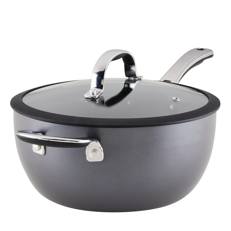 Rachael Ray Cook + Create Hard Anodized Nonstick Saucier With Lid And Helper Handle, 4.5-Quart